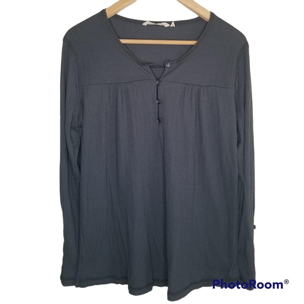 Soft Surroundings Riley Long Sleeve Blouse Gray Relaxed Boho Large - Picture 2 of 8